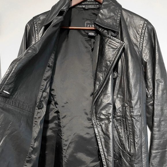 Gap Leather Double Breasted Pea Coat - Picture 2 of 4